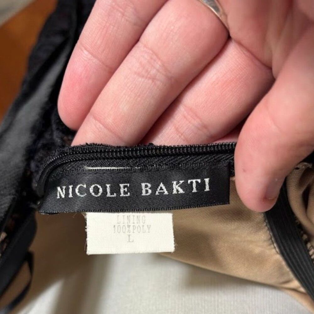 VTG 90s Nicole Bakti Dress Large Black Halter Open Back Dark Romantic Goth Witch - Picture 6 of 6